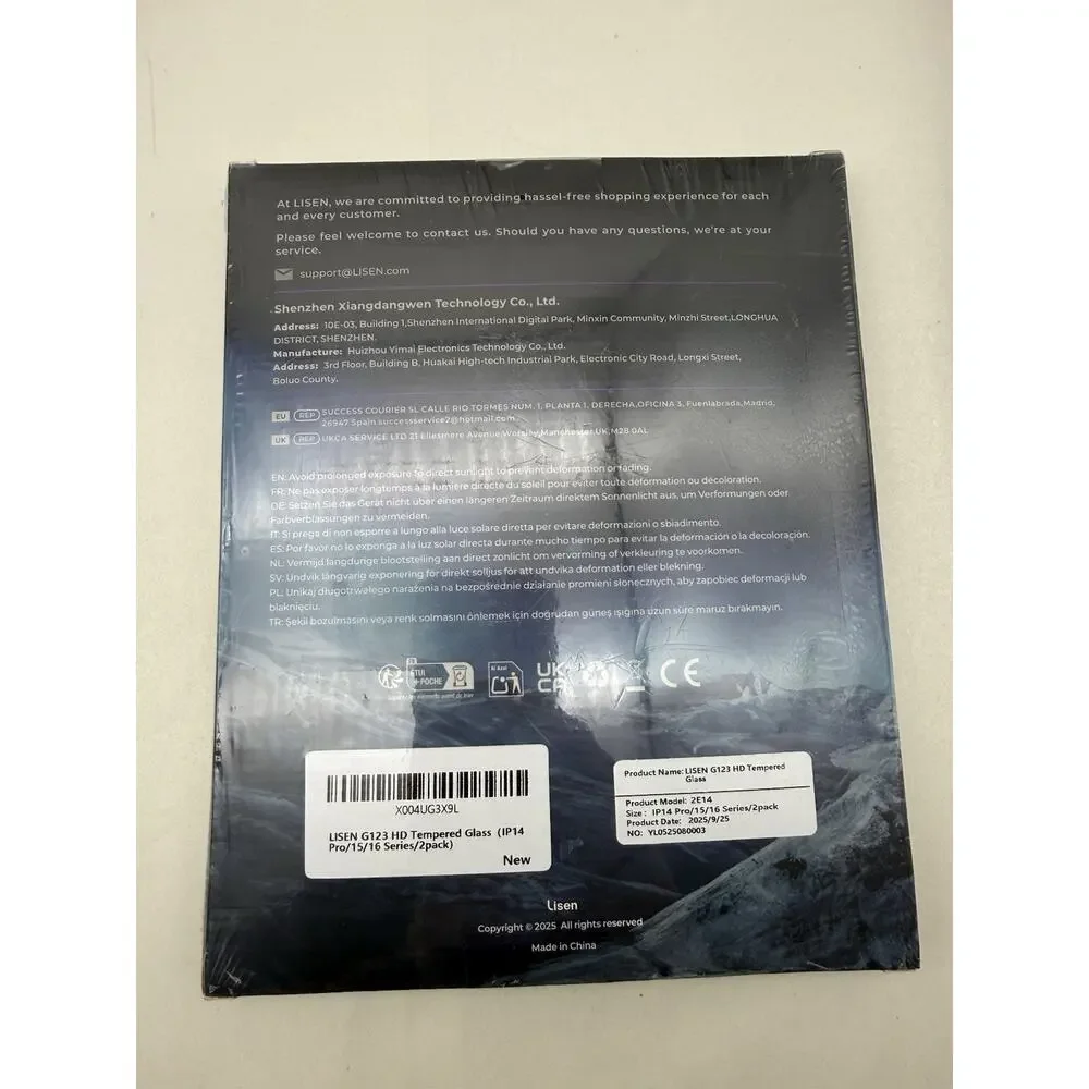 LISEN Screen Protector 9H+ Hardness Glass For iPhone 16/15 Pro & iPhone 14 Pro..